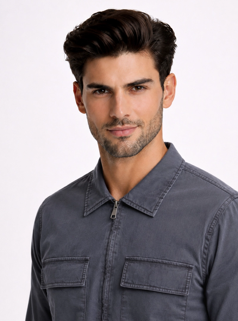 CHAQUETA STONE WASH REGULAR FIT AZUL MARINO PIERO BUTTI - 3