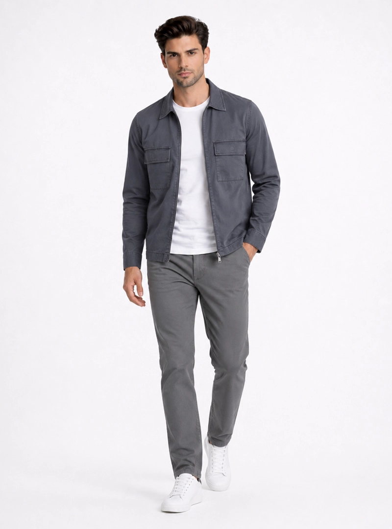 CHAQUETA STONE WASH REGULAR FIT AZUL MARINO PIERO BUTTI - 4
