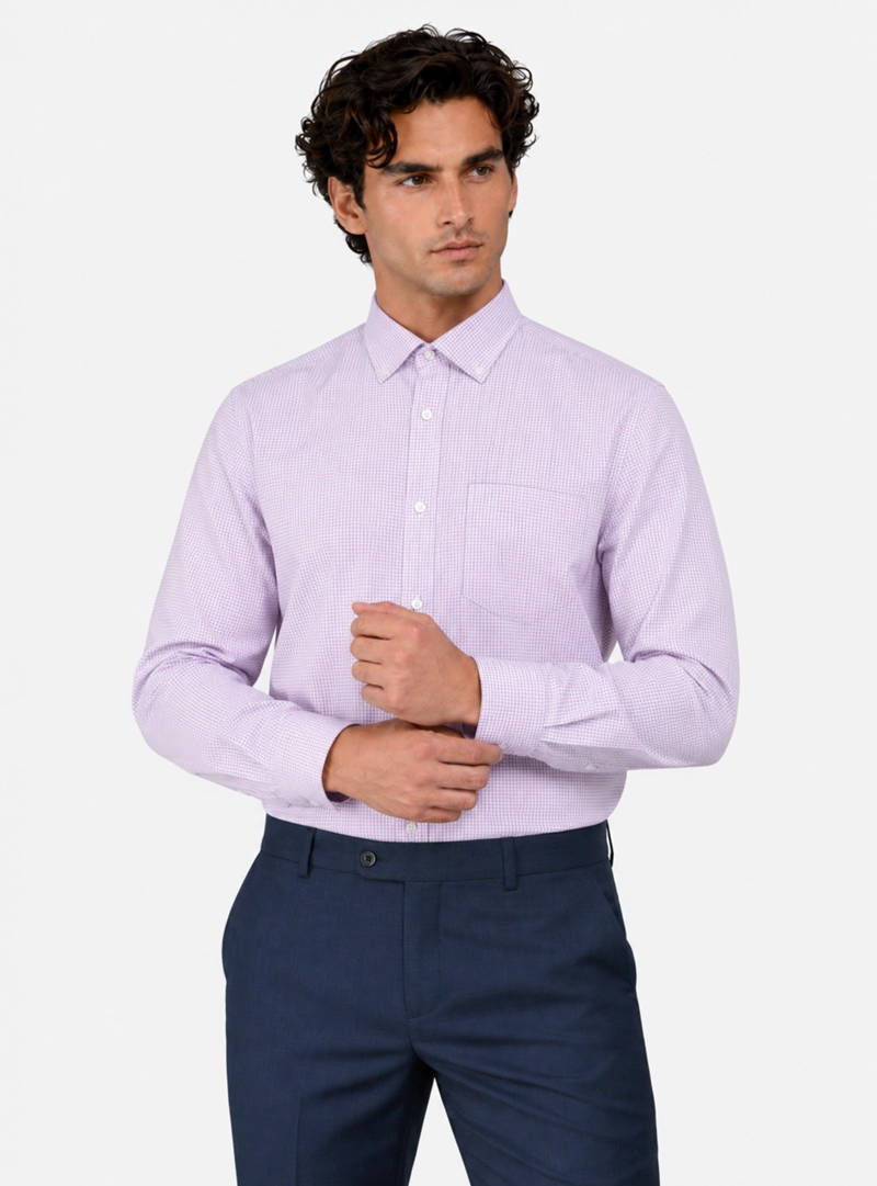 CAMISA FORMAL CUADROS TAILORED FIT ROSADO ARROW - 1