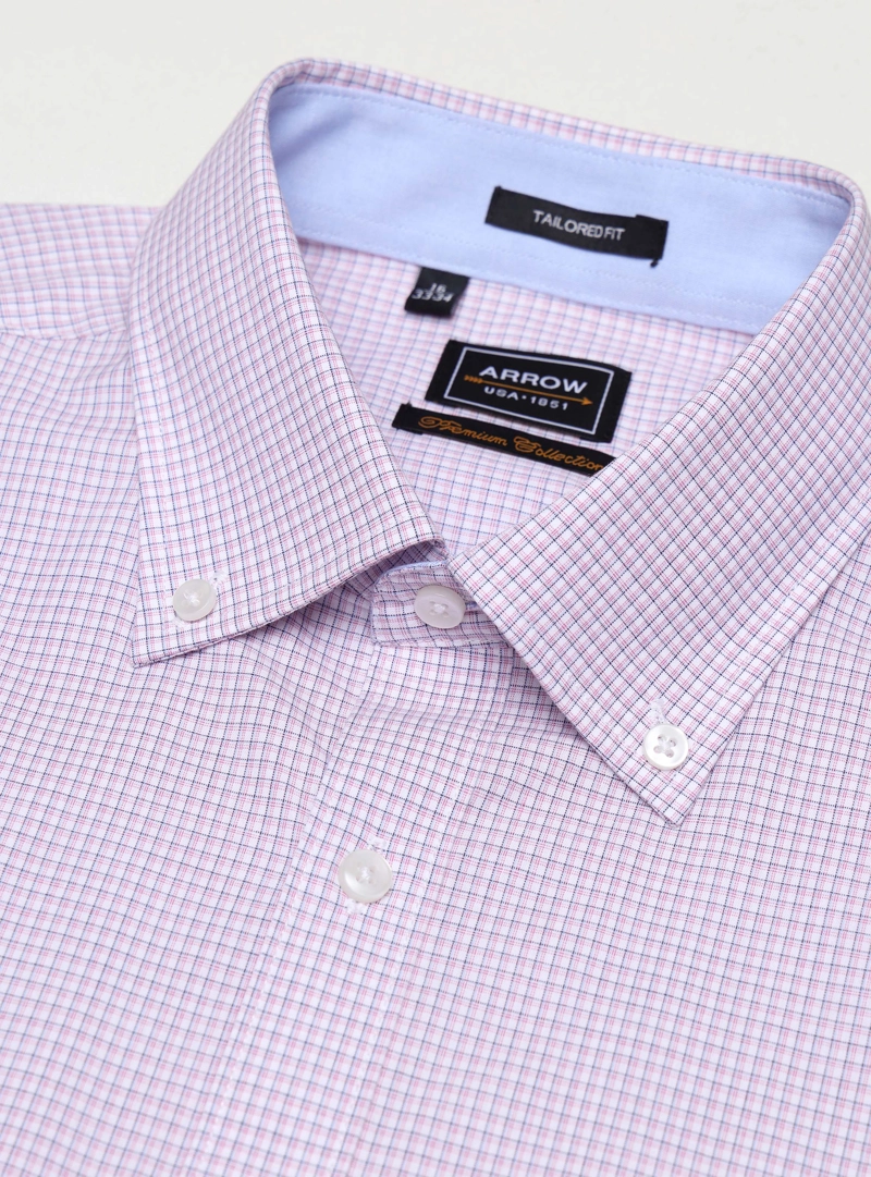 CAMISA FORMAL CUADROS TAILORED FIT ROSADO ARROW - 2