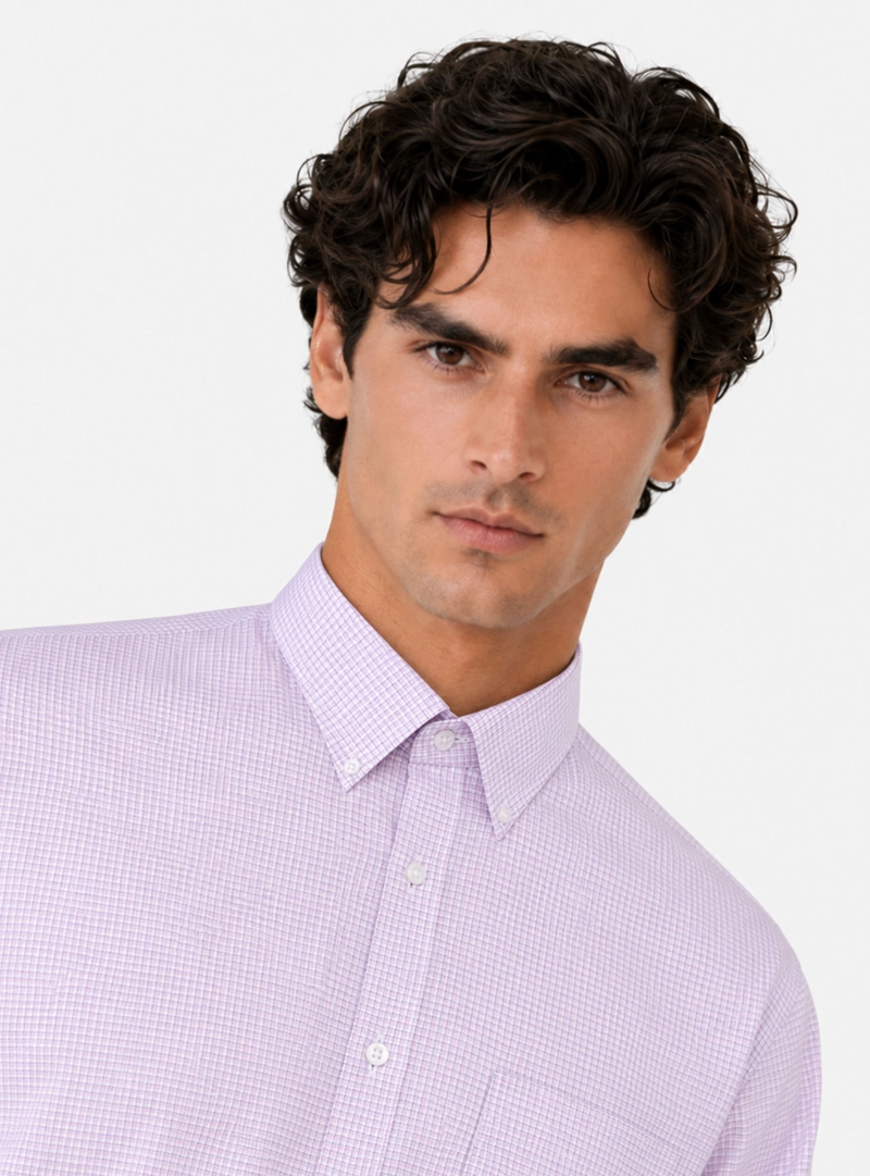 CAMISA FORMAL CUADROS TAILORED FIT ROSADO ARROW - 4