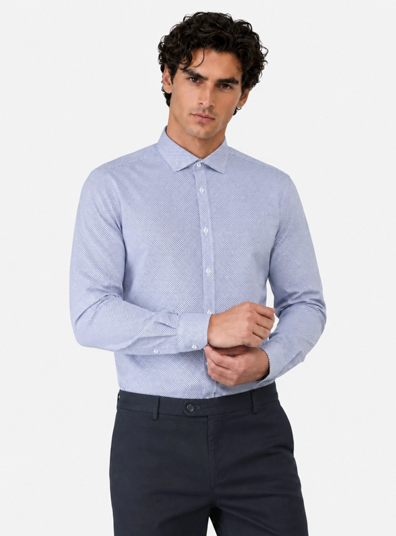 CAMISA FORMAL SPANDEX TAILORED FIT AZUL ARROW - 1