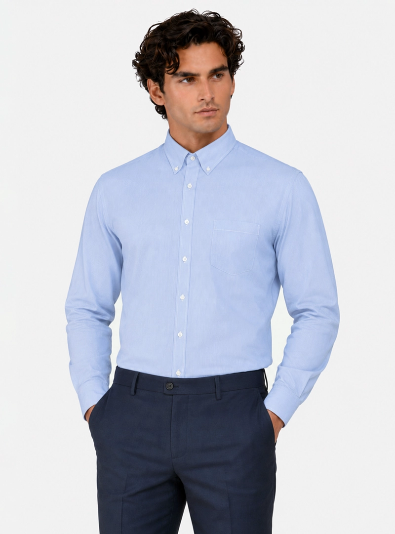 CAMISA FORMAL RAYAS TAILORED FIT CELESTE ARROW - 1