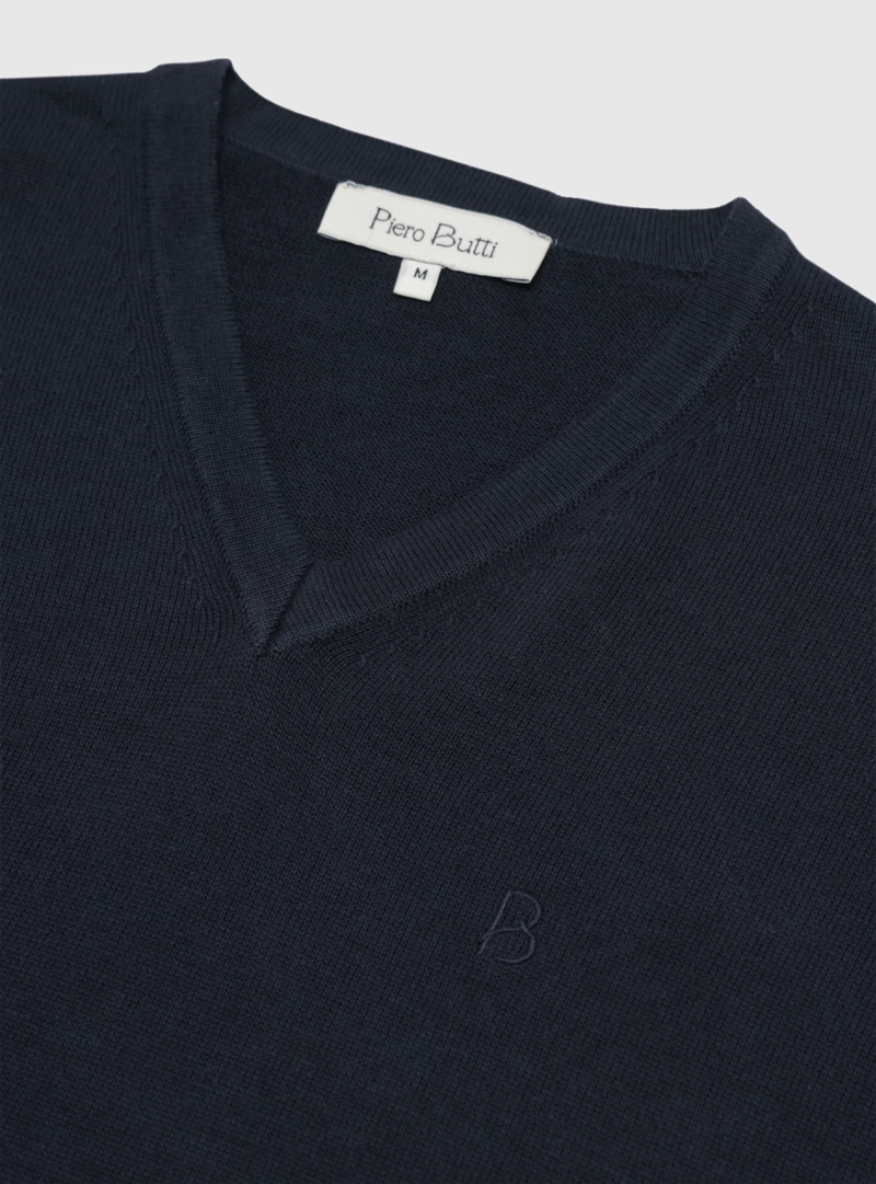 SWEATER CUELLO V REGULAR FIT AZUL MARINO PIERO BUTTI - 5