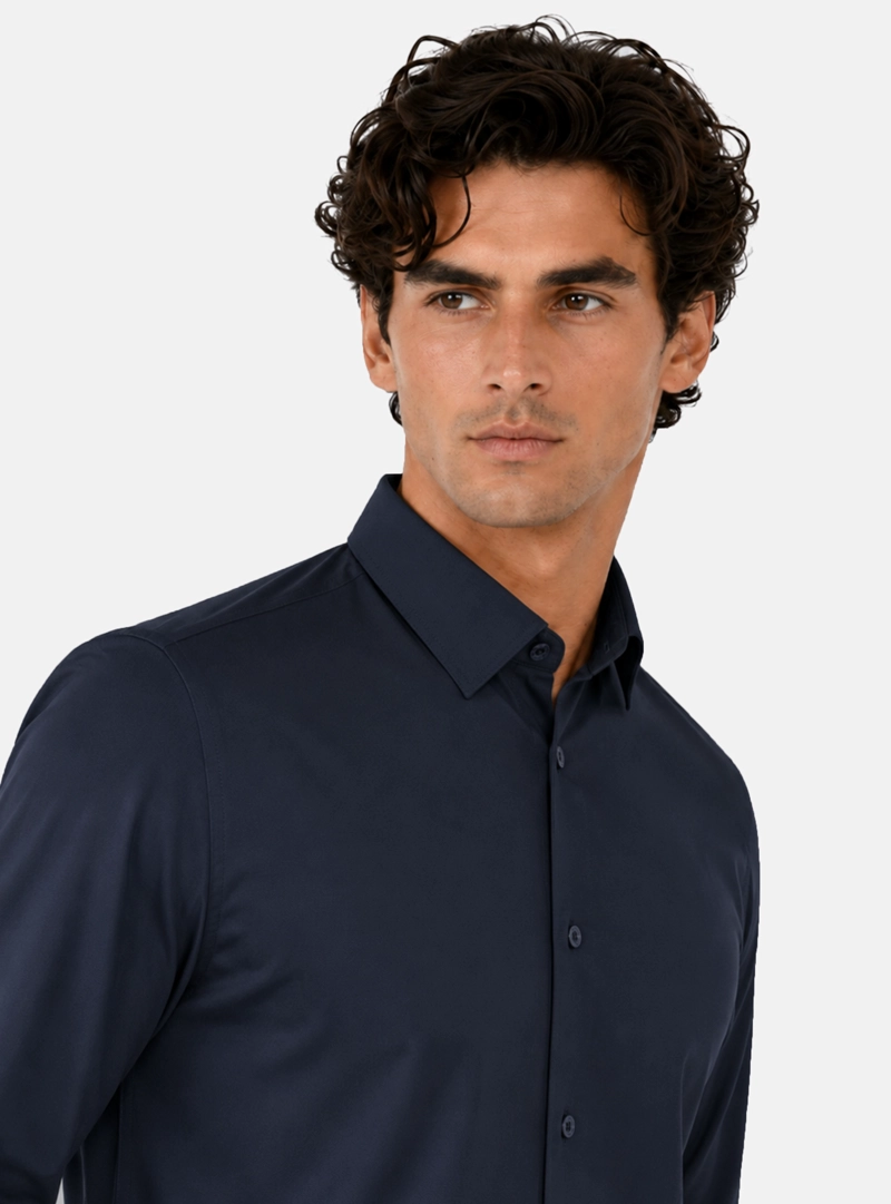 CAMISA SPANDEX NON IRON REGULAR FIT AZUL MARINO ARROW - 3