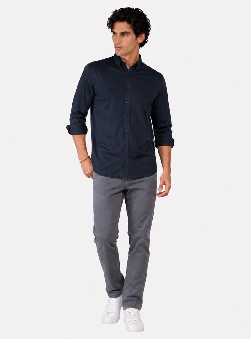 CAMISA SPANDEX NON IRON REGULAR FIT AZUL MARINO ARROW - 5