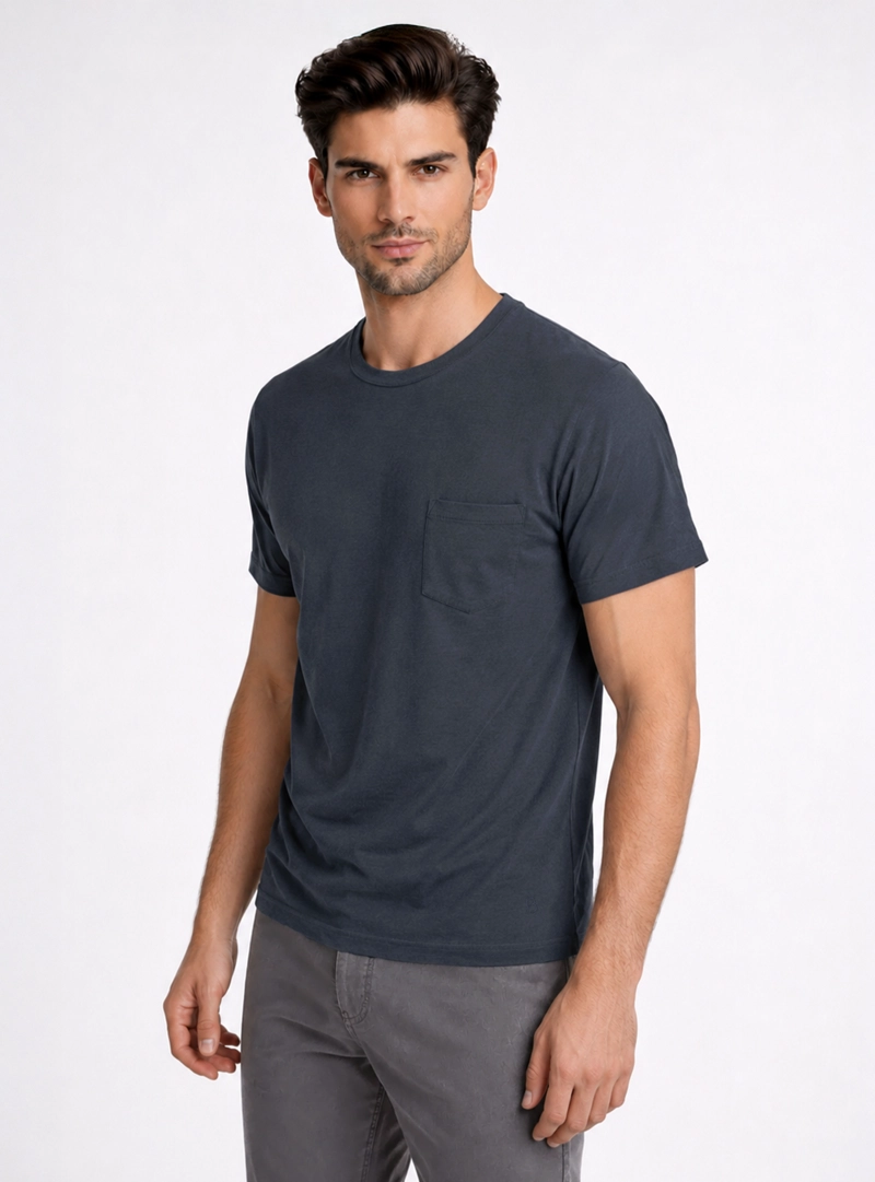 POLERA CUELLO REDONDO REGULAR FIT AZUL MARINO PIERO BUTTI - 1