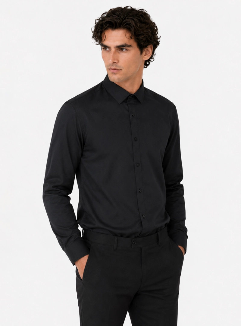 CAMISA FORMAL SPANDEX SLIM FIT NEGRO ARROW - 1