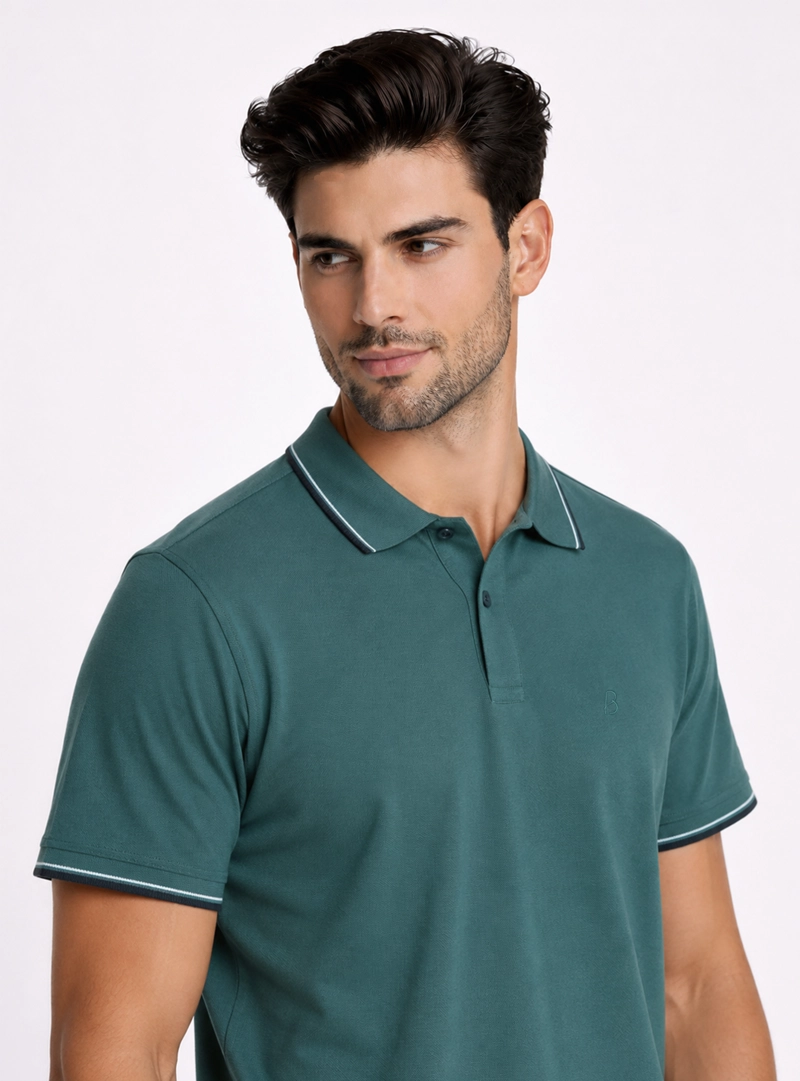 POLERA PIQUE REGULAR FIT VERDE PIERO BUTTI - 3