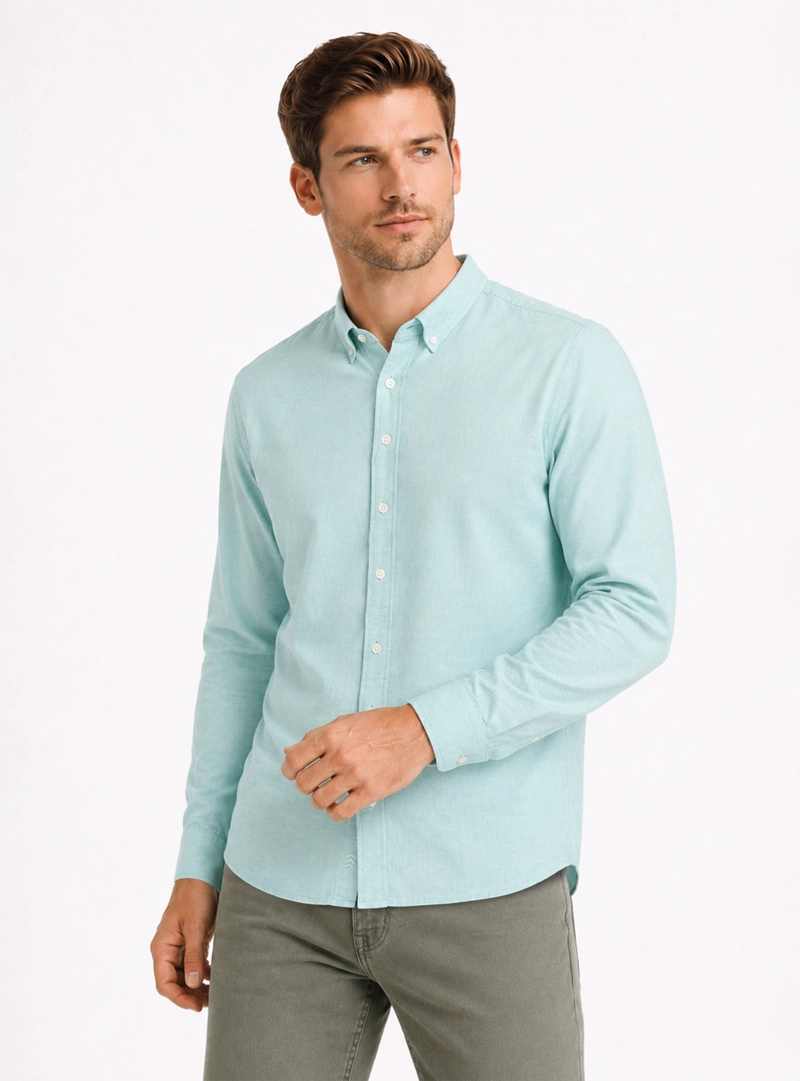 CAMISA OXFORD SPANDEX REGULAR FIT VERDE ARROW - 1