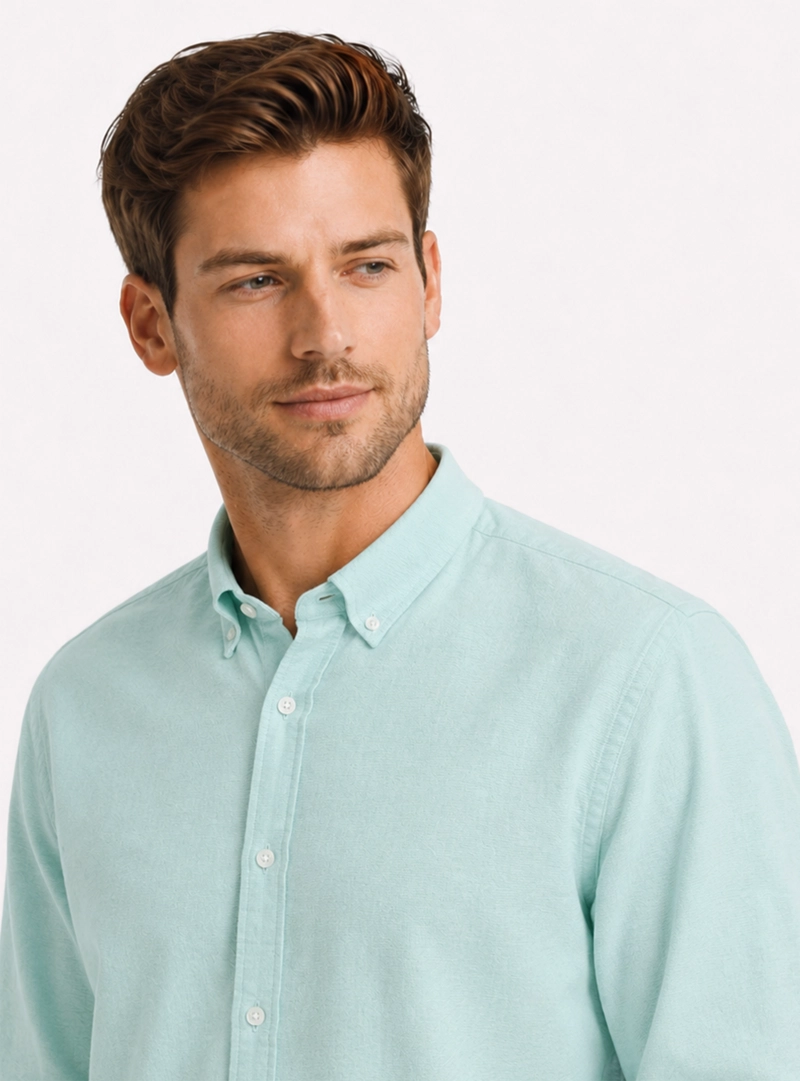 CAMISA OXFORD SPANDEX REGULAR FIT VERDE ARROW - 3