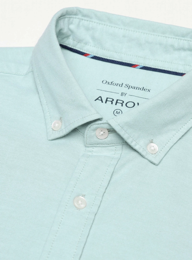 CAMISA OXFORD SPANDEX REGULAR FIT VERDE ARROW - 5