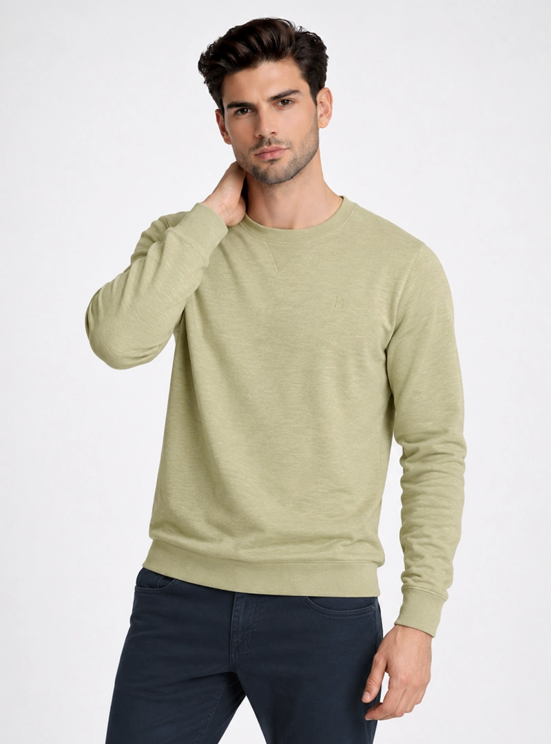 POLERON CUELLO REDONDO REGULAR FIT VERDE PIERO BUTTI - 1