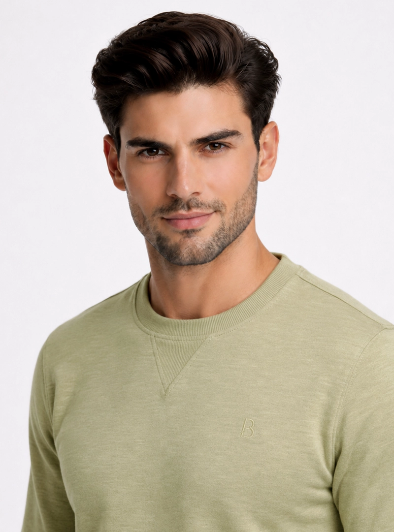 POLERON CUELLO REDONDO REGULAR FIT VERDE PIERO BUTTI - 3