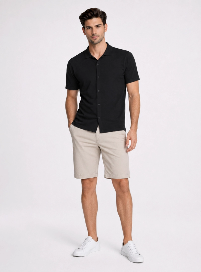 POLERA PIQUE ABOTONADA REGULAR FIT NEGRO PIERO BUTTI - 4