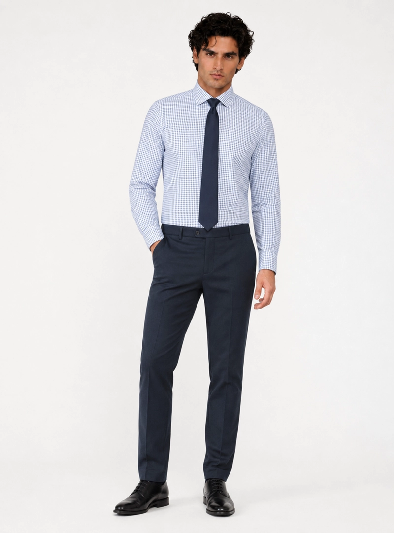 CAMISA FORMAL CUADROS TAILORED FIT AZUL ARROW - 4