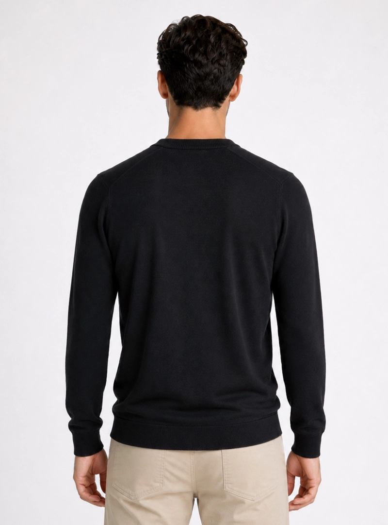 SWEATER CUELLO V REGULAR FIT NEGRO PIERO BUTTI - 2