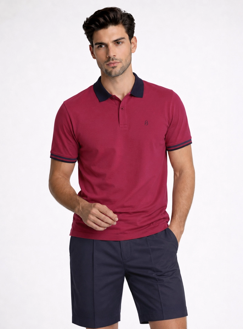POLERA PIQUE REGULAR FIT GUINDA PIERO BUTTI - 1