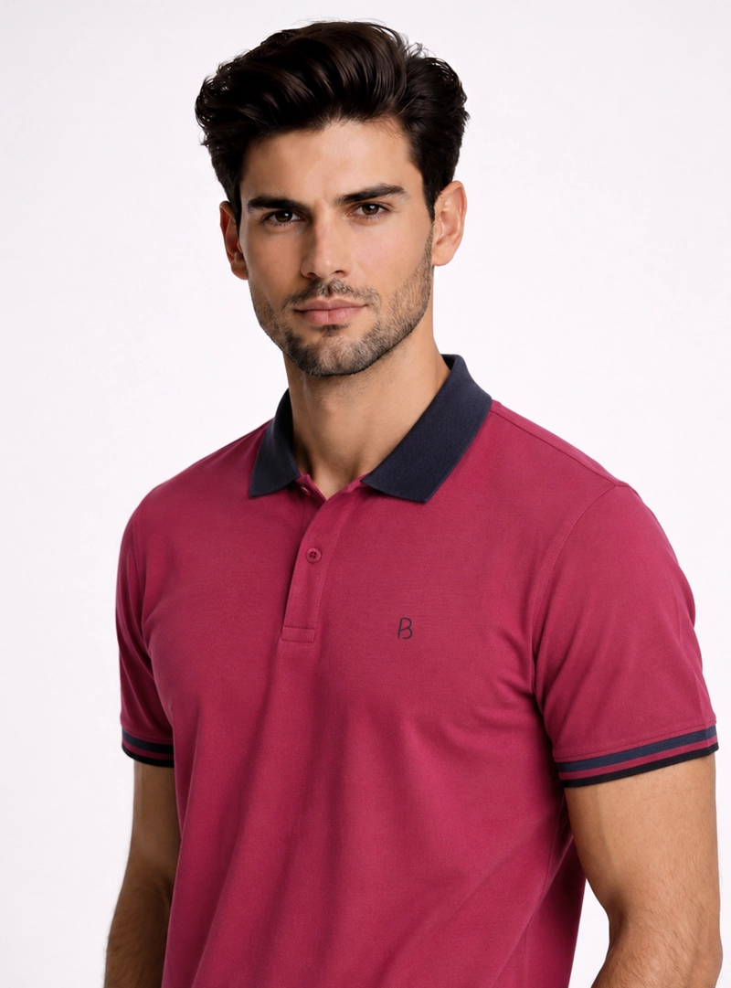 POLERA PIQUE REGULAR FIT GUINDA PIERO BUTTI - 3