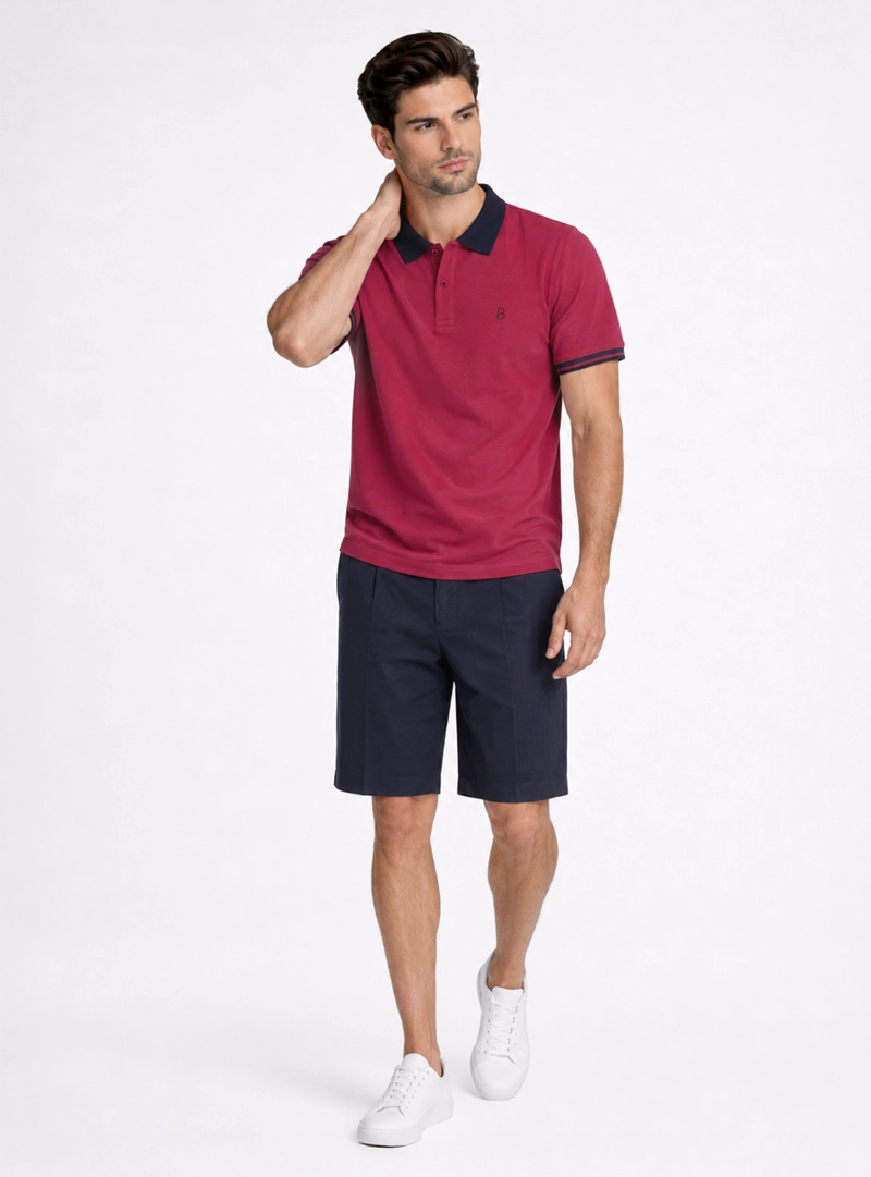 POLERA PIQUE REGULAR FIT GUINDA PIERO BUTTI - 4