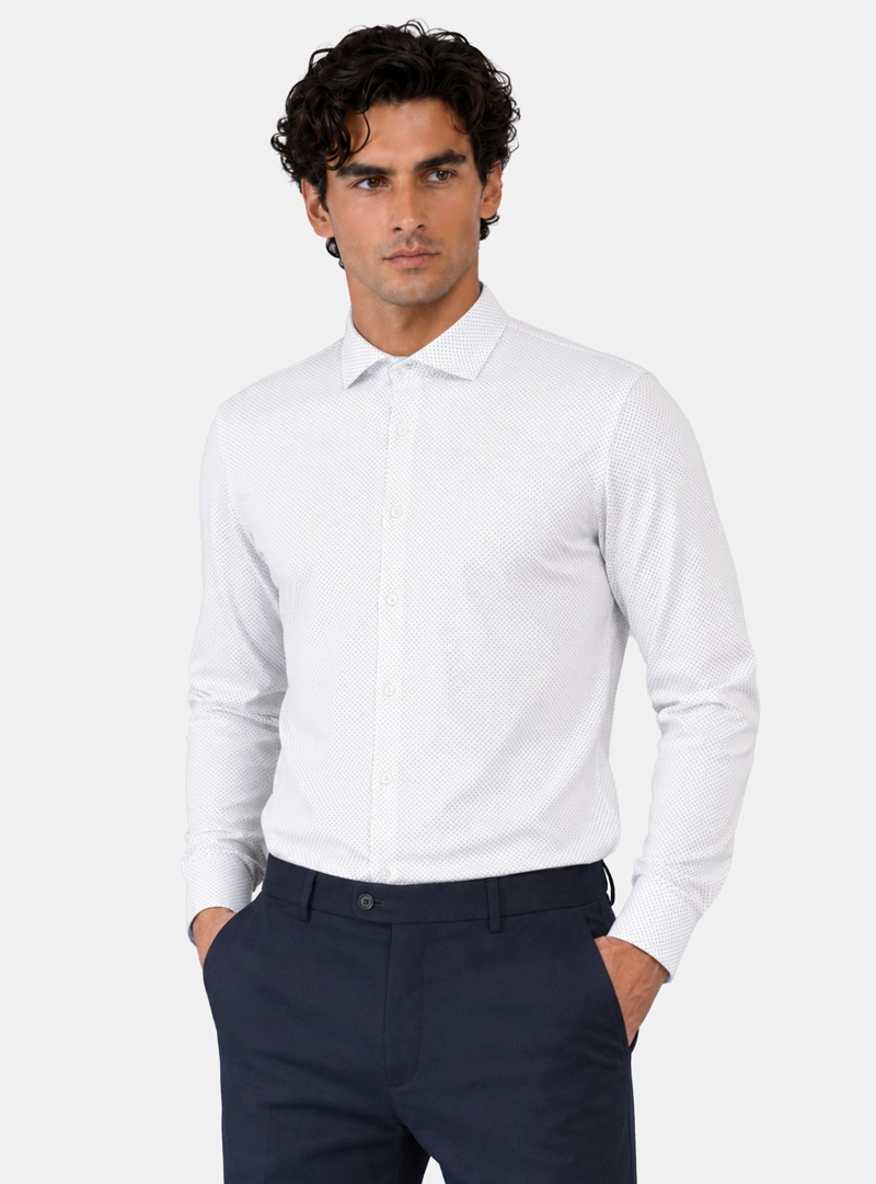 CAMISA FORMAL PUNTOS SLIM FIT BLANCO ARROW - 1