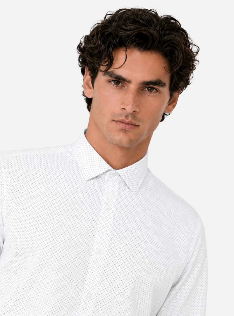 CAMISA FORMAL PUNTOS SLIM FIT BLANCO ARROW - 3