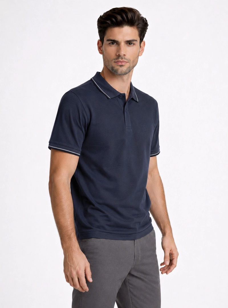 POLERA PIQUE REGULAR FIT AZUL PIERO BUTTI - 1