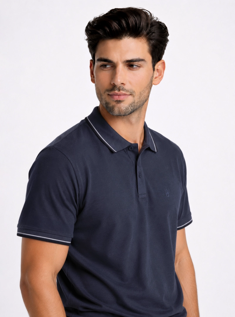 POLERA PIQUE REGULAR FIT AZUL PIERO BUTTI - 3