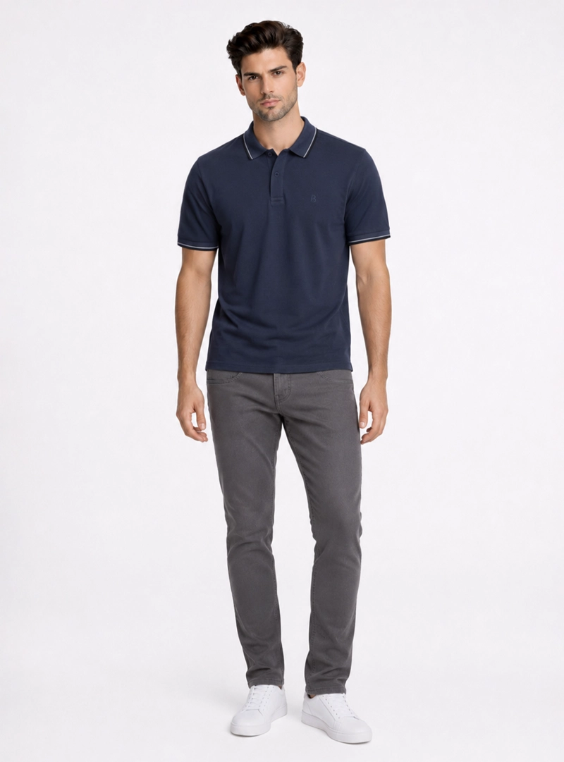 POLERA PIQUE REGULAR FIT AZUL PIERO BUTTI - 4