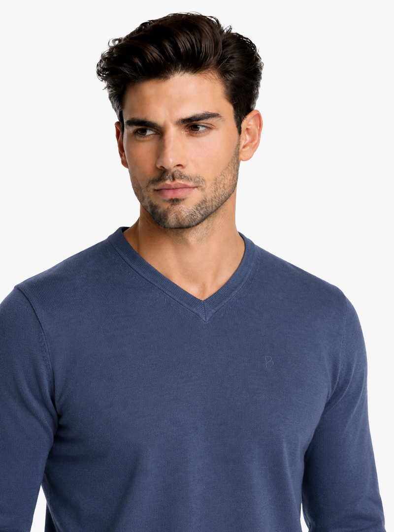 SWEATER CUELLO V REGULAR FIT DENIM PIERO BUTTI - 3