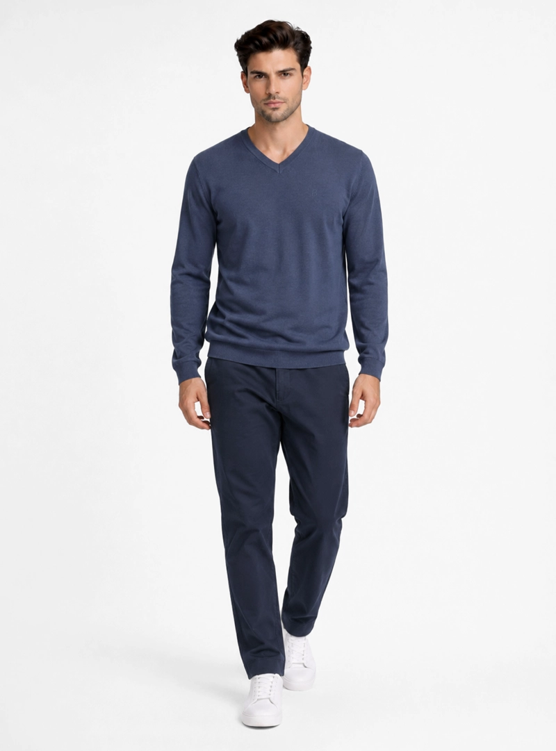 SWEATER CUELLO V REGULAR FIT DENIM PIERO BUTTI - 4