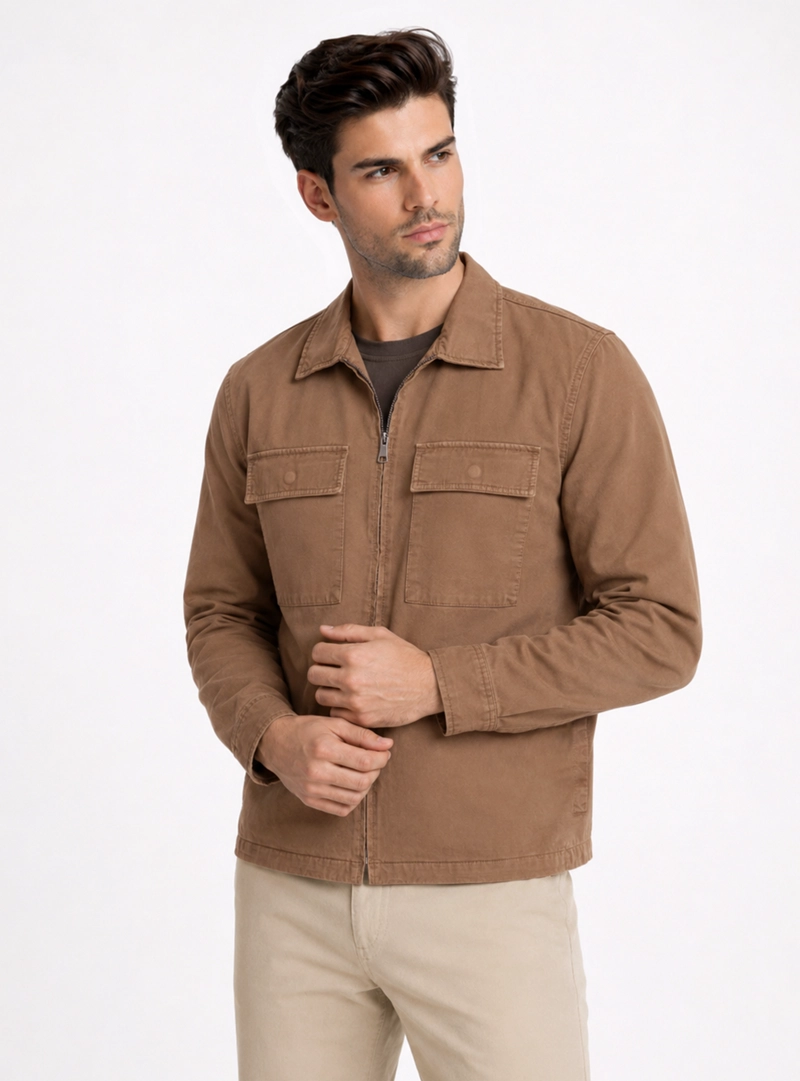 CHAQUETA STONE WASH REGULAR FIT TAUPE PIERO BUTTI - 1