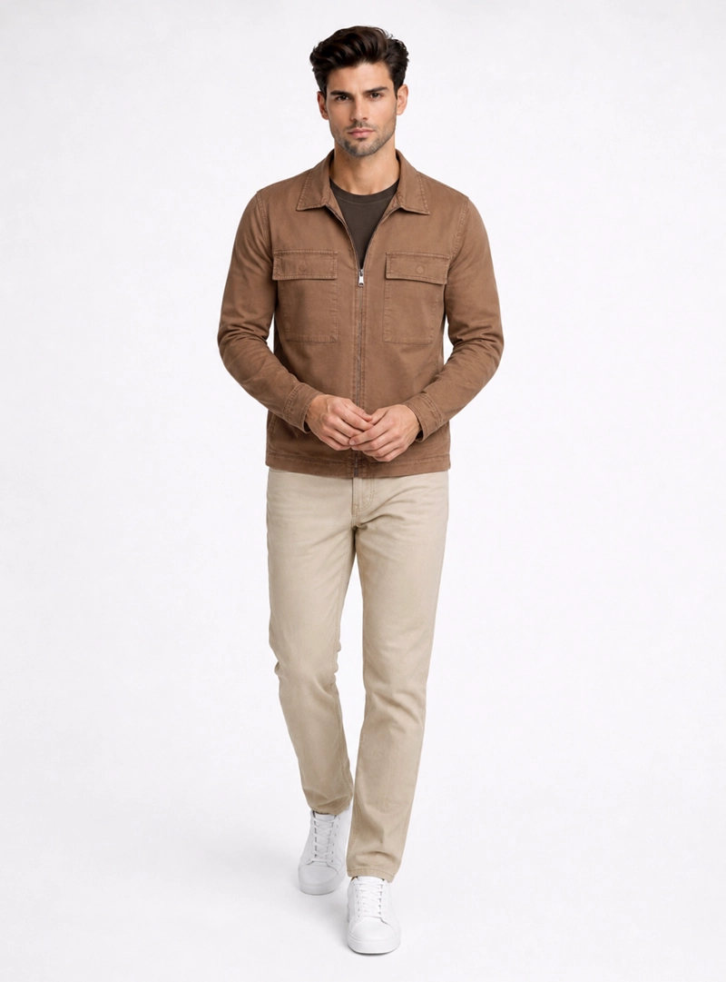 CHAQUETA STONE WASH REGULAR FIT TAUPE PIERO BUTTI - 4