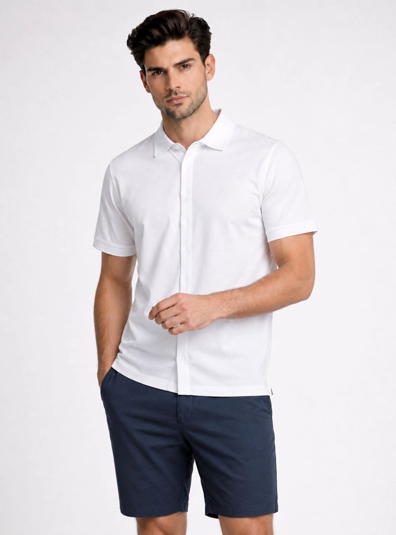 POLERA PIQUE ABOTONADA REGULAR FIT BLANCO PIERO BUTTI - 1