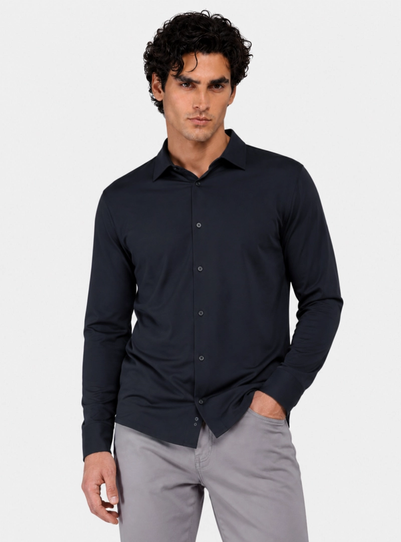 CAMISA SPANDEX NON IRON REGULAR FIT AZUL MARINO ARROW - 1