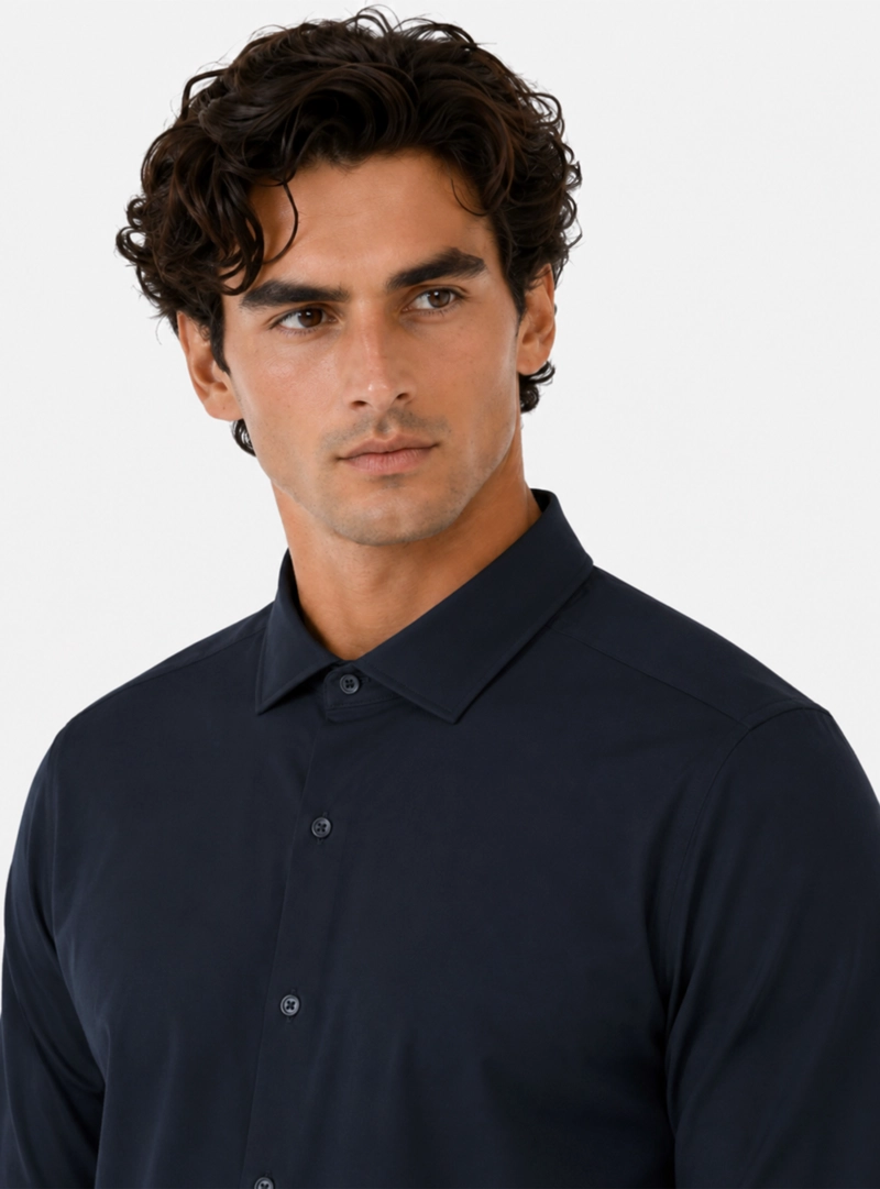 CAMISA SPANDEX NON IRON REGULAR FIT AZUL MARINO ARROW - 3