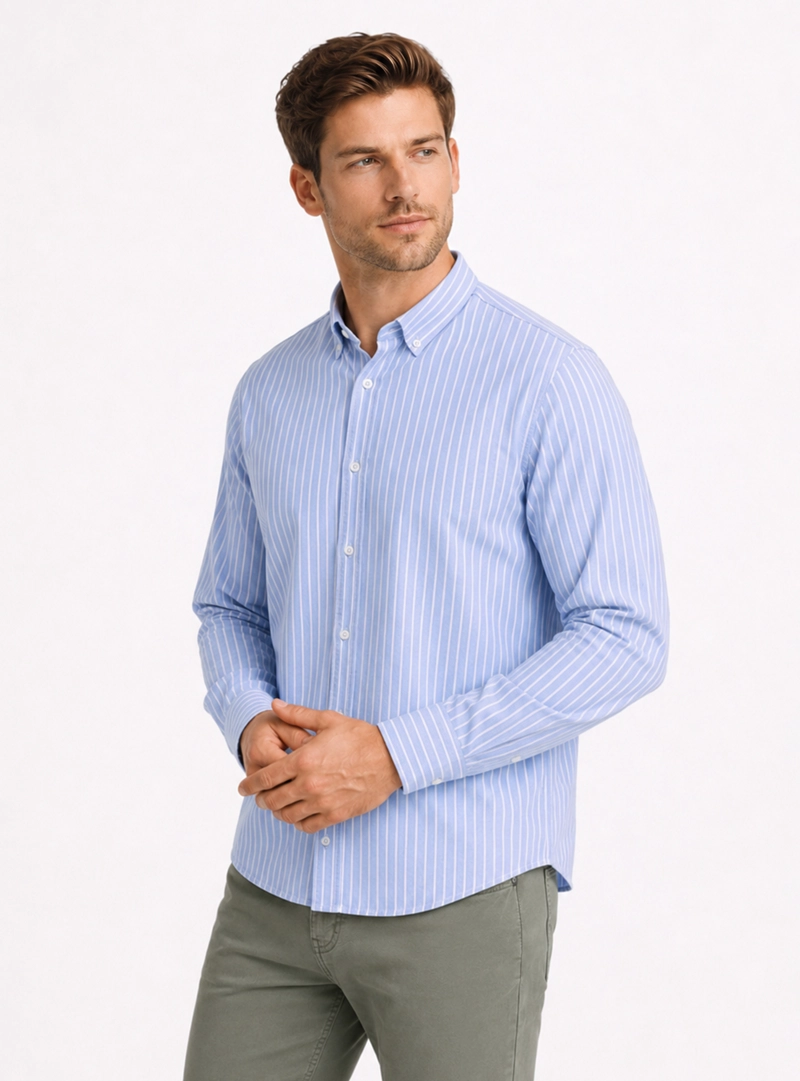 CAMISA OXFORD SPANDEX REGULAR FIT AZUL ARROW - 1