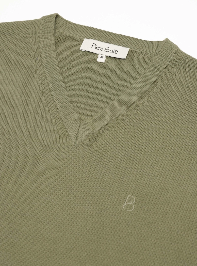 SWEATER CUELLO V REGULAR FIT OLIVA PIERO BUTTI - 5