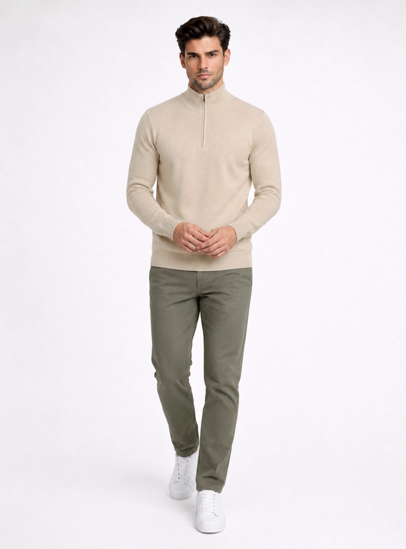 SWEATER CUELLO ALTO REGULAR FIT BEIGE PIERO BUTTI - 5