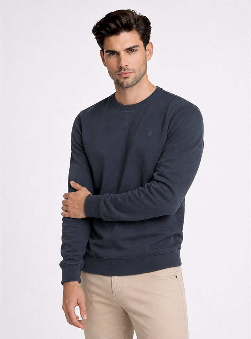 POLERON CUELLO REDONDO REGULAR FIT AZUL MARINO PIERO BUTTI - 1