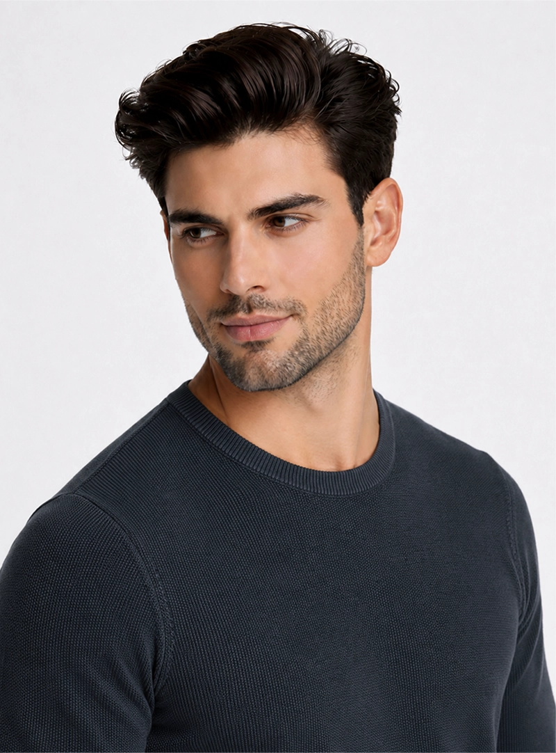 SWEATER STONE WASH REGULAR FIT AZUL MARINO PIERO BUTTI - 3