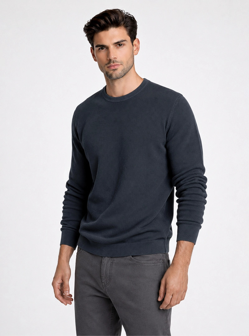 SWEATER STONE WASH REGULAR FIT AZUL MARINO PIERO BUTTI - 4