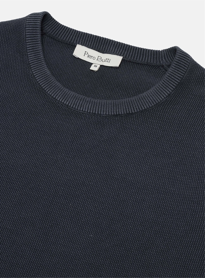 SWEATER STONE WASH REGULAR FIT AZUL MARINO PIERO BUTTI - 5
