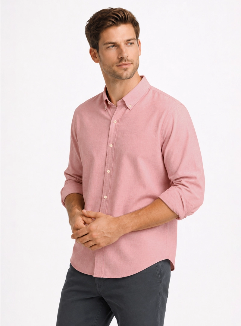 CAMISA OXFORD SPANDEX REGULAR FIT ROSADO ARROW - 1