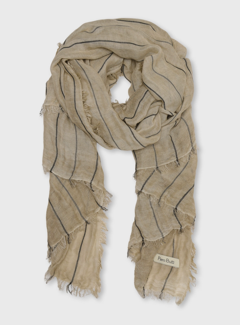 PAÑUELO VISCOSA A RAYAS BEIGE PIERO BUTTI - 1