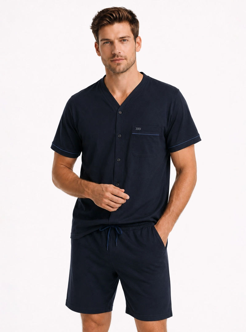 PIJAMA CORTO ABOTONADO REGULAR FIT AZUL ARROW - 1