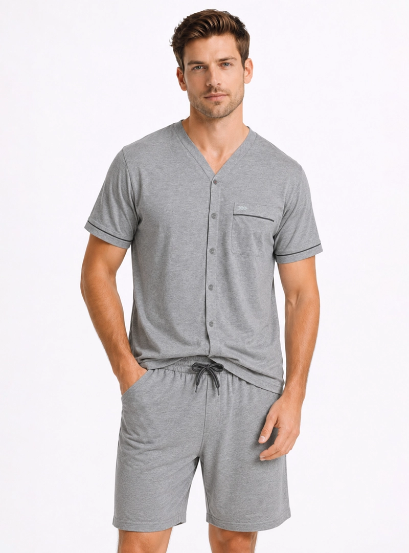 PIJAMA CORTO ABOTONADO REGULAR FIT GRIS ARROW - 1