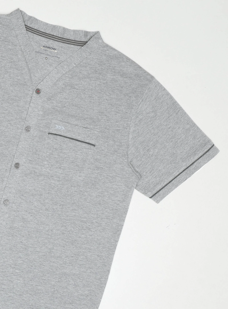 PIJAMA CORTO ABOTONADO REGULAR FIT GRIS ARROW - 3
