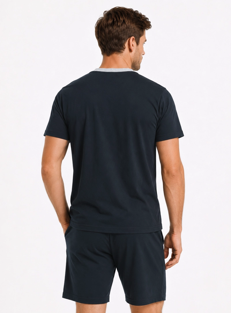 PIJAMA CORTO CUELLO HENLEY REGULAR FIT AZUL ARROW - 2