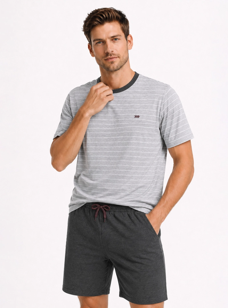 PIJAMA CORTO RAYAS REGULAR FIT GRIS ARROW - 1
